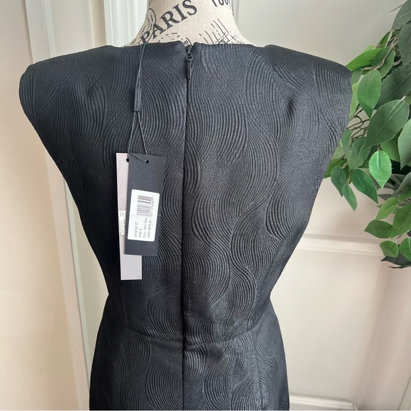 Halston Heritage Evening Sleeveless Jacquard Metallic Trumpet Gown Black Sz 8 - Picture 12 of 16